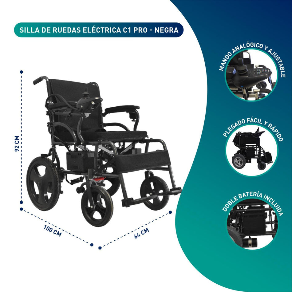 Silla De Ruedas Eléctrica C1 Pro - Negra