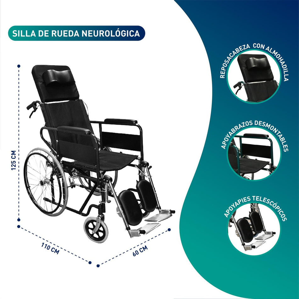 Silla De Ruedas Neurológica Premium Negra