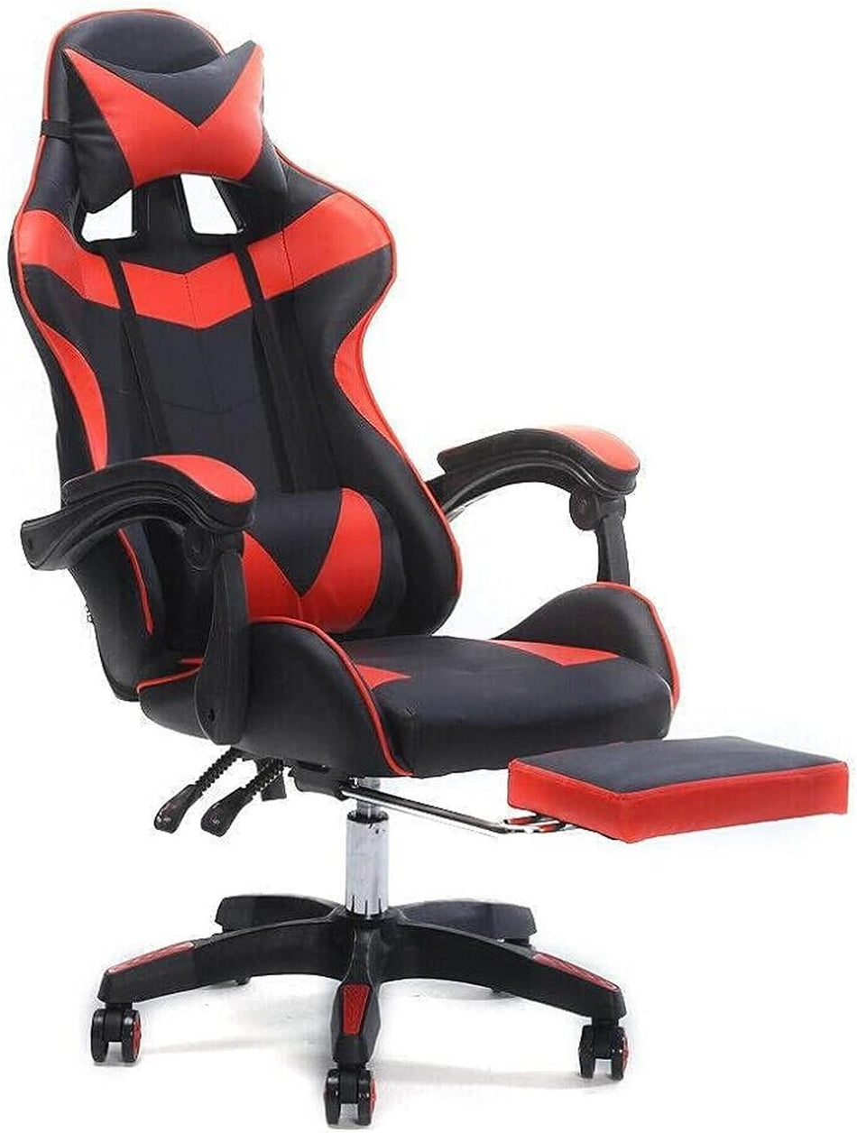 Silla Gamer Ergonómica Reclinable con Reposapiés Roja