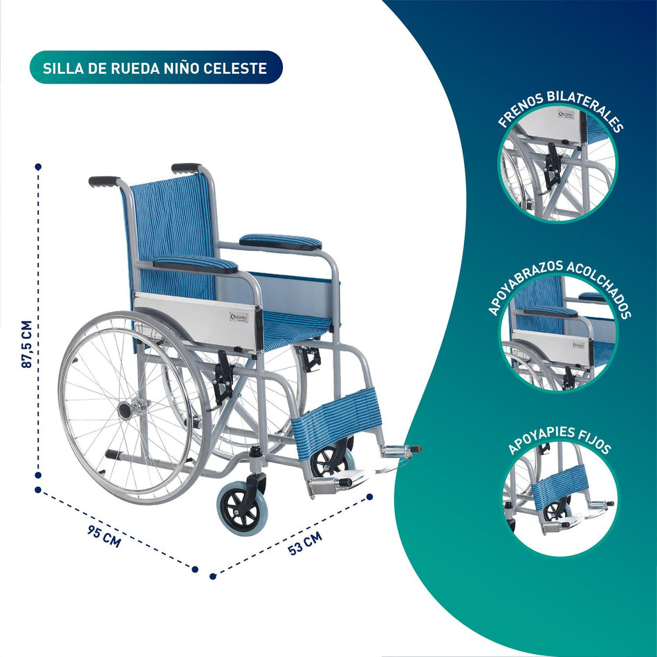 Silla De Ruedas Pediatrica Niño | Celeste