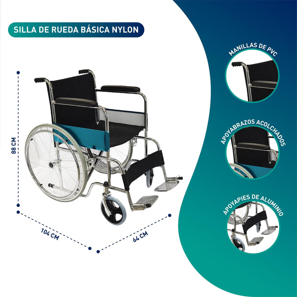 Silla De Ruedas Estándar Asiento Nylon