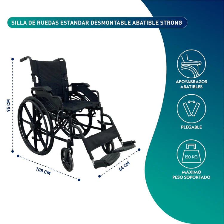 Silla De Ruedas Desmontable Abatible Strong - Reacondicionado