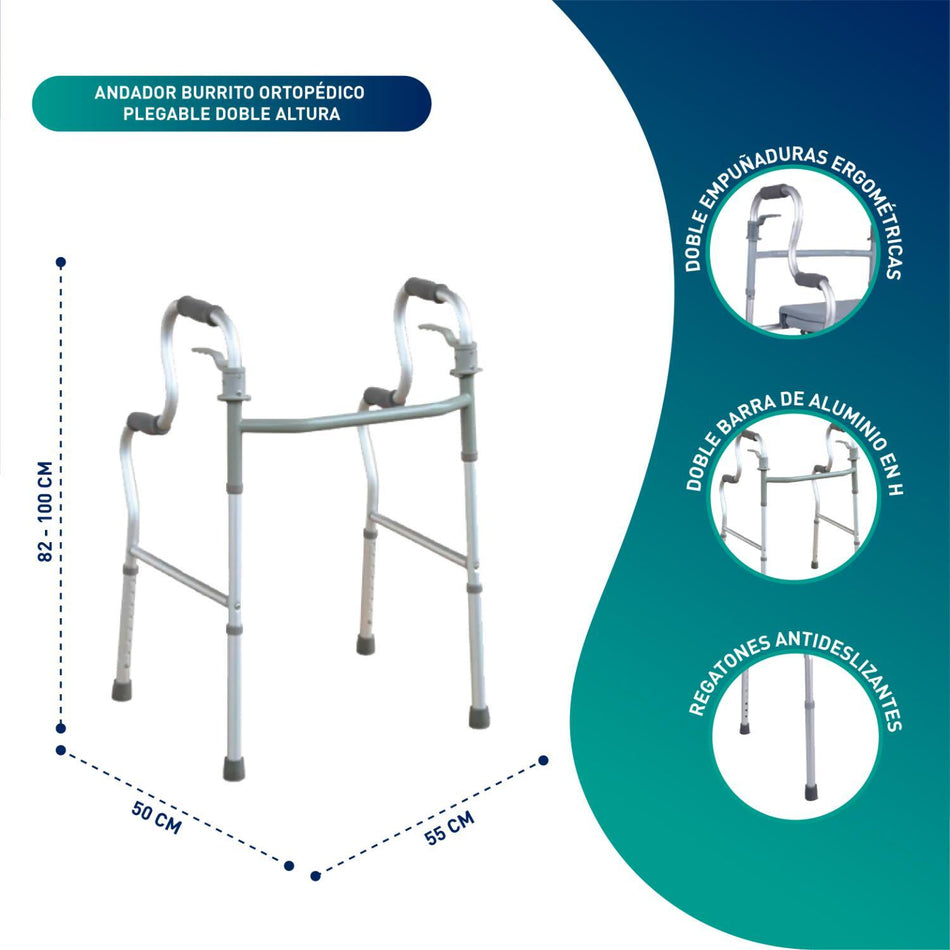 Andador Burrito Plegable Doble Altura 2 en 1