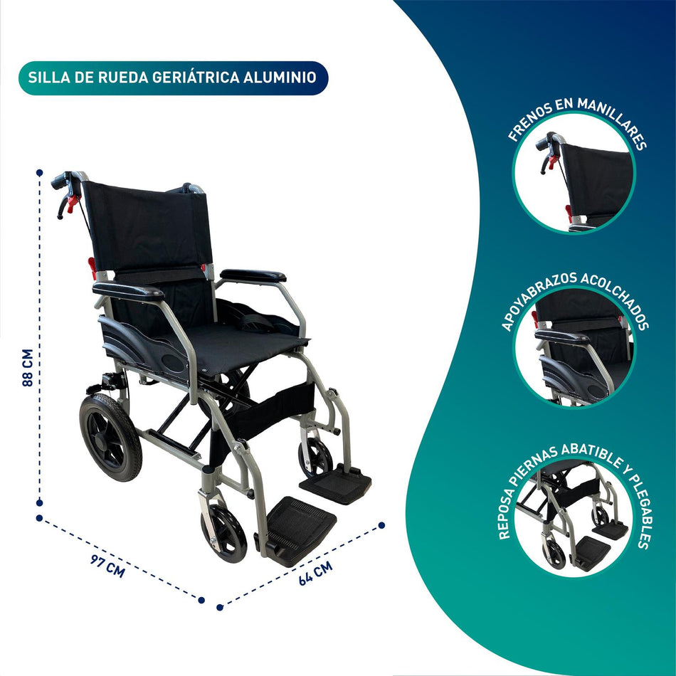 Silla De Ruedas De Traslado Geriátrica Ultra Liviana