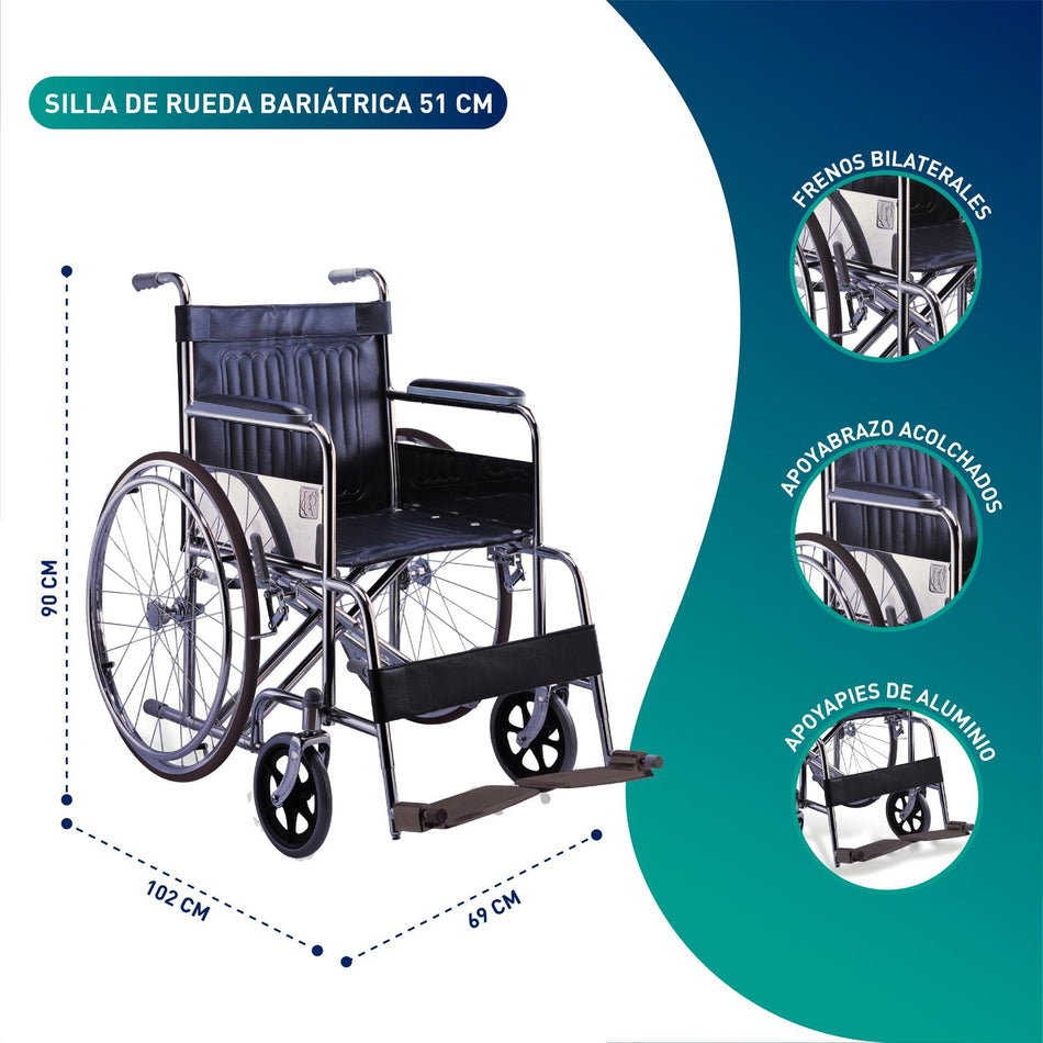 Silla De Ruedas Sobrepeso Bariatrica Strong 51cm