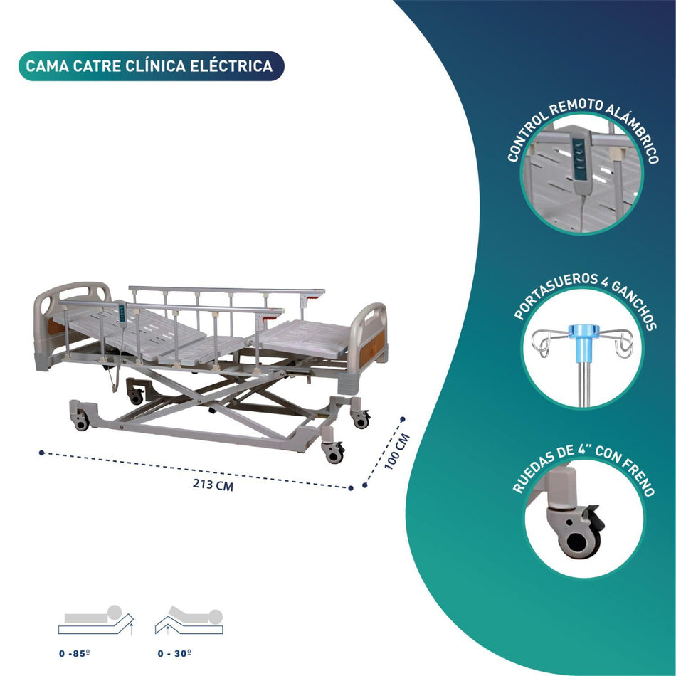 Cama Clínica Eléctrica 4 Posiciones Ultra Low